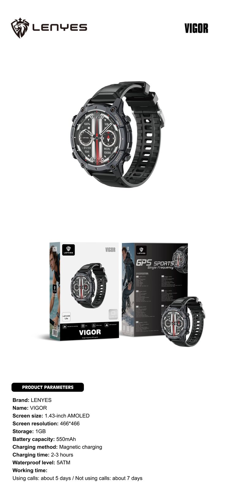 Lenyes VIGOR Smartwatch Táctico Reforzado vista 3